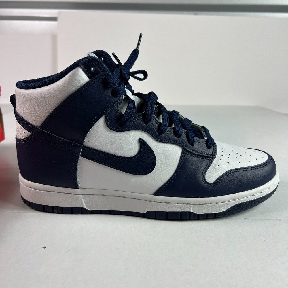 Nike Dunk High Shoes Men's 9 Midnight Navy Blue & White Sneakers DD1399-104